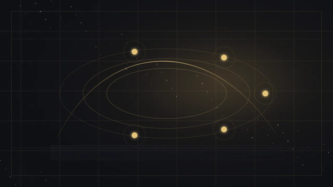 Trajectória orbital de 12 meses com cinco actos